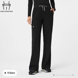 Figs Black High Waisted Isabel Women's Wide Leg Scrub Pants